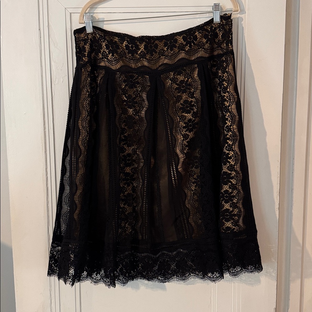 Stunning, Elegant Black Lace over Satin Skirt, XL